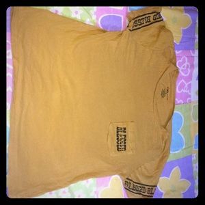 100% cotton yellow tee shirt